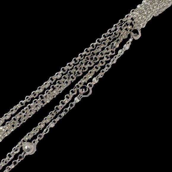 Multi Strand Dainty Layered Silver Balls Necklace Modern Chic Glam Work Party - Picture 3 of 6